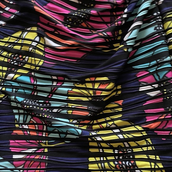 Joseph Ribkoff Women's Floral V-Neck Faux‎ Wrap Dress Short Sleeve Size 8 Medium - Picture 4 of 5